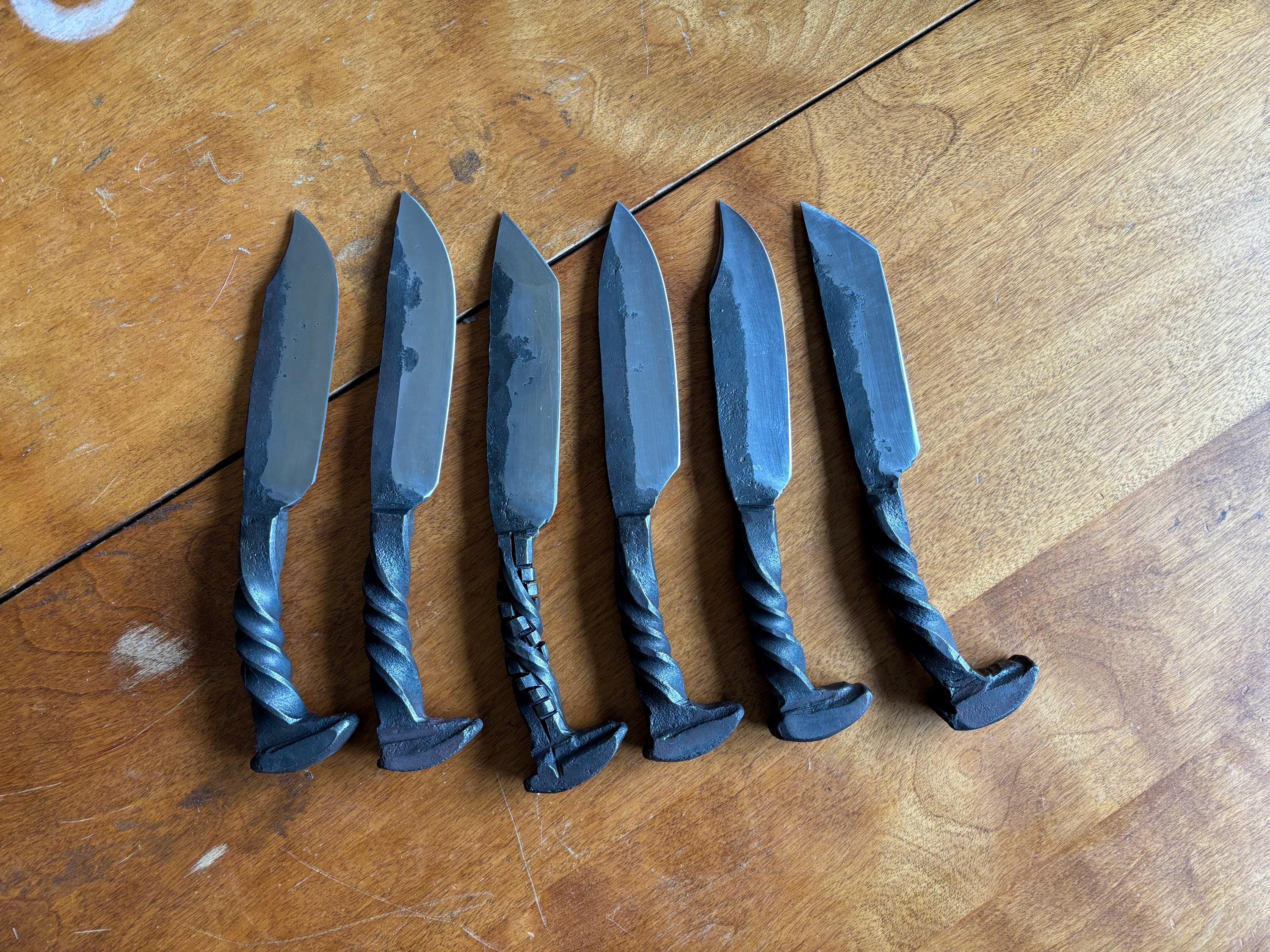 Customizable Forged Roalroad Spike Knives
